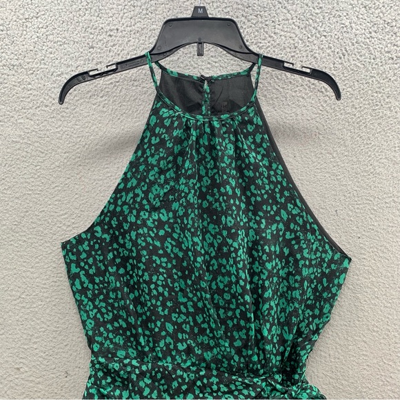 Do+Be Halter Spaghetti Strap Leopard Print Tiered Ruffle Side Bow Dress Size L - Picture 5 of 14